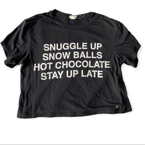 Garage Black and White Graphic Crop Top Winter/Christmas Theme